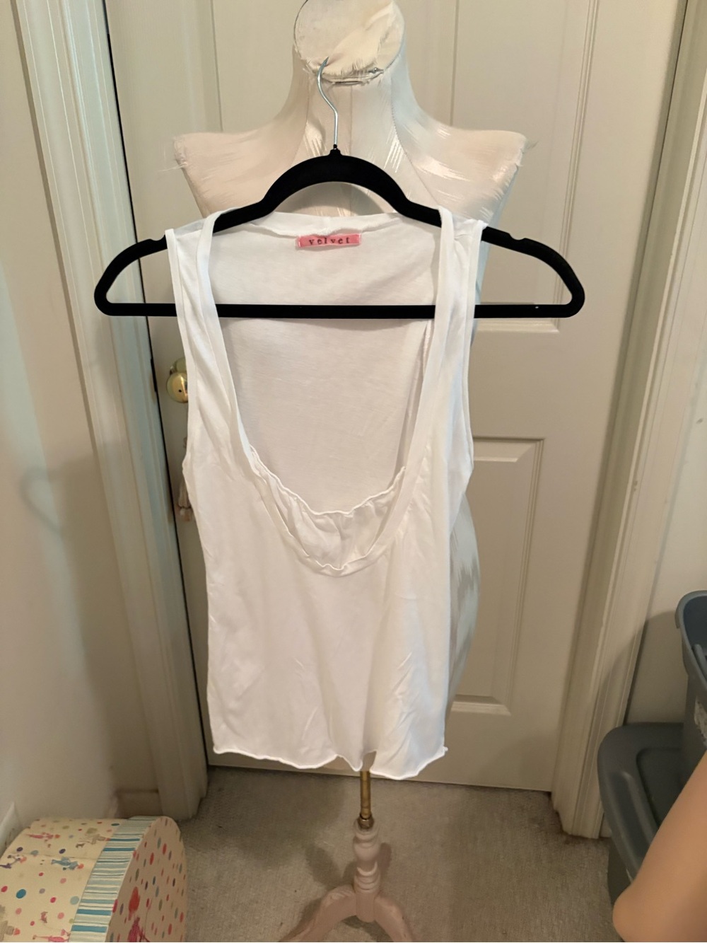 Velvet S White Scoop Neck Tank Top - Women hospital fashion show item